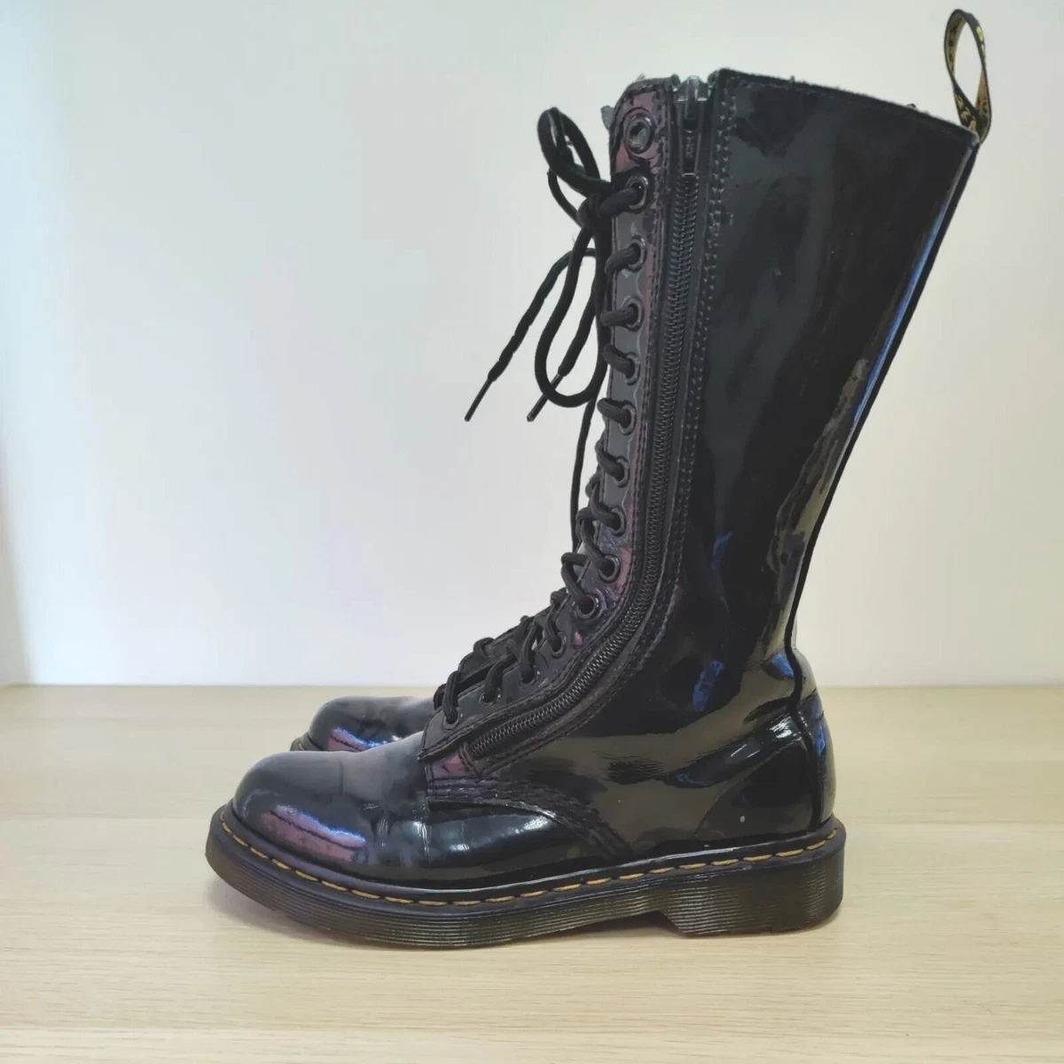 Dr martens black patent boots hotsell