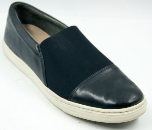 Via Spiga Raine Women's Sneakers 8M Black Leather Cap Toe Slip On Athletic Shoes