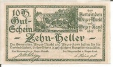 AUSTRIA (WEYER MARKT und WEYER-LAND) NOTGELD 10 HELLER 1920