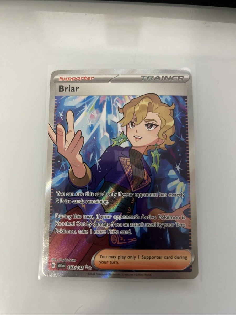 163 142 pokemon card Briar Full Art Trainer Stellar Crown 163/142, NM Pokemon Card