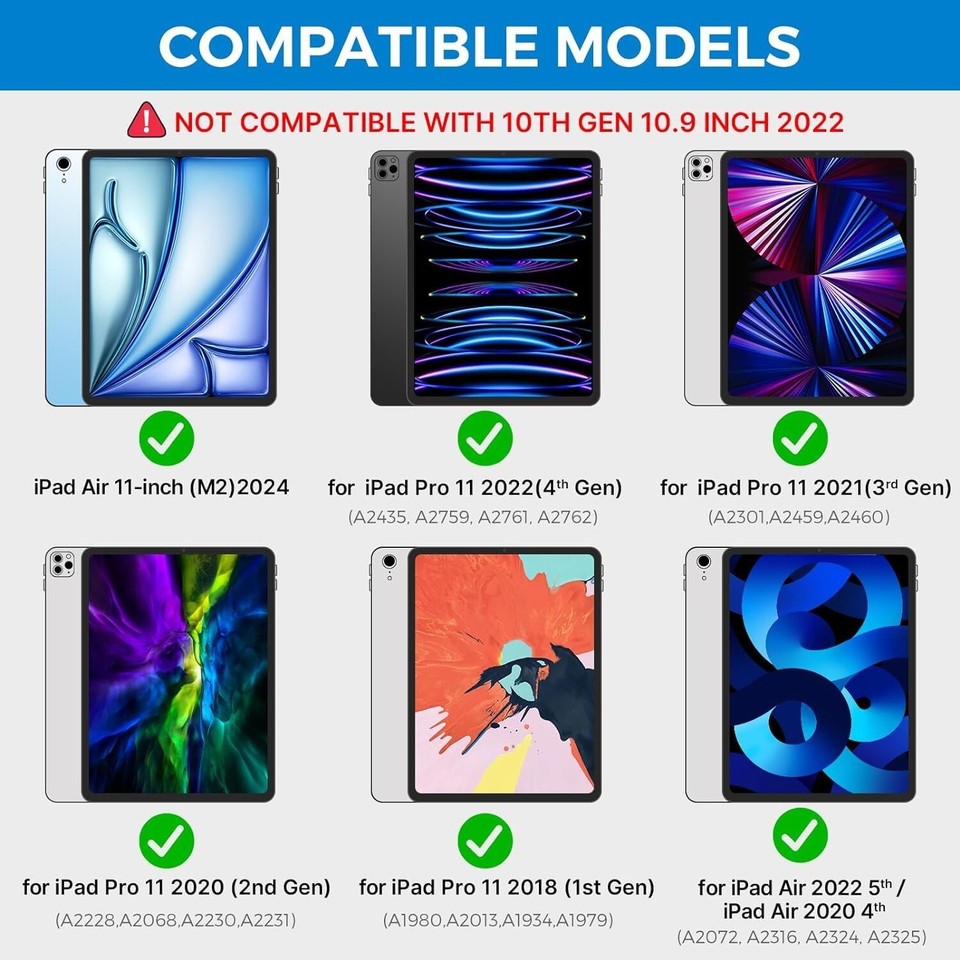 Keyboard Case for iPad Air 11 inch 2024 (M2) & iPad Pro 11 Inch (4th