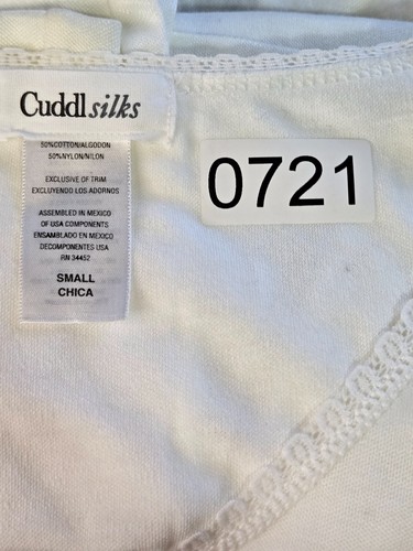 De colección. Conjunto de pijama Cuddl de seda para mujer talla S pequeño blanco manga larga pantalones largos - Imagen 9 de 9