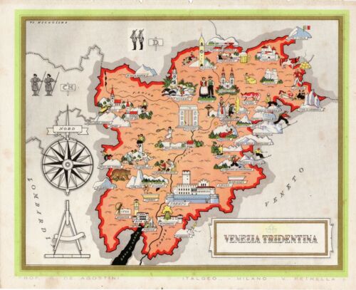 c.1941 Venezia Tridentina, Italy Map, De Agostini, Nicouline Vsevolod Petrovic - Picture 1 of 2