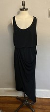 INC black Dress midi Faux Wrap Sleeveless Large NWT