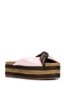 fendi twisted satin espadrille slide sandals