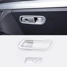 For Audi Q5 2018-2021 Matte Silver Car Passenger Storage Box Handle Trim Cover
