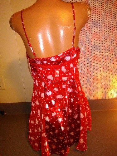 NWT Cinema Etoile Malibu Trim Red W/Hearts Babydoll Short Nightgowm Set sz Med - Picture 2 of 2