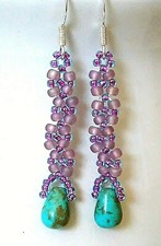 Handmade Wavy Turquoise Drop Earrings