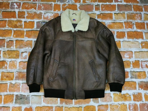 *AVIATION PILOTEN USA B6 SHEARLING LAMMFELL VINTAGE LEDERJACKE*GR: L*TIP TOP - Bild 4 von 8