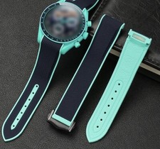 Rubber Strap For Polar Light Mission On Earth Blue Deployant Clasp OmegaXSwatch