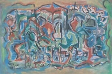 MICHA GADIEL (1945-), Oil Pastel on, Semi Abstract Landscape, Signed