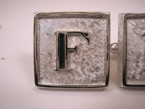 F Monogram Initial Letter Font Vintage SWANK Cuff Links & Tie Bar Clip - Picture 4 of 10
