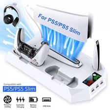 PS5/PS5 Slim Stand and Cooling Station with Controller Charging Station