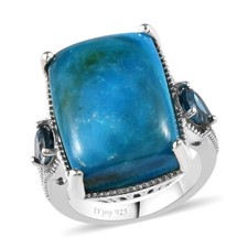 12.35ctw Premium Peruvian Opalina  Multigem Rhodium Plated Ring Size 5