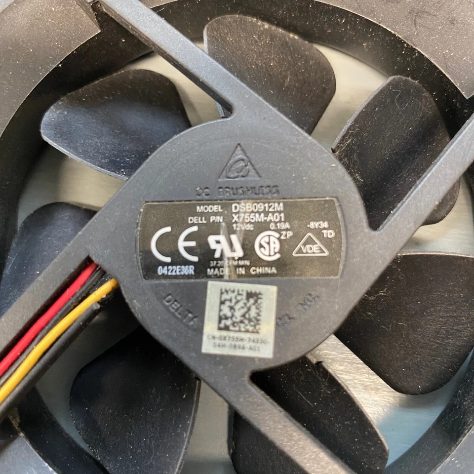 Desktop Computer Fan DSB0912M 3-PIN Connector 6" cord 12v DC 0.19a 92mm x 25mm - Image 2 of 4