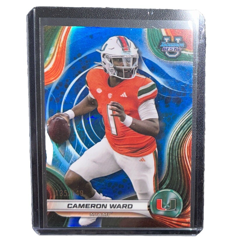2024 Bowman U Best Cameron Ward BLUE #135/149 Canes #1 draft pick TITANS