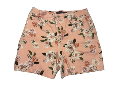 Gloria Vanderbilt Amanda Shorts Womens 12 Coral Floral NWOT