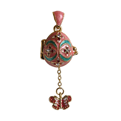 PENDENTIF OEUF FABERGE style - Pendentif rouge forme oeuf strass avec Papillon EUR 25,99 - FR