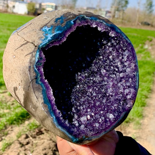 Ametista naturale 4,06 libbre geode quarzo a grappolo cristallo esemplare guarigione - Foto 9 di 24