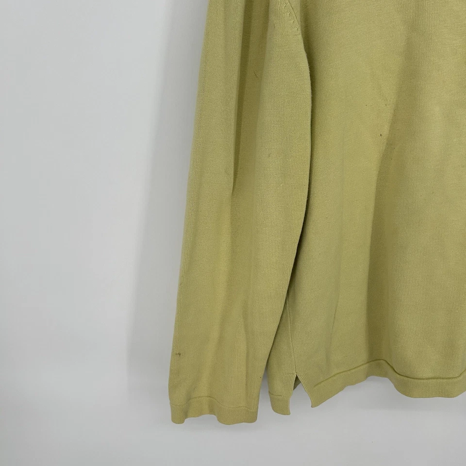 Suéter Shanghai Tang Mujer Grande Amarillo Henley Pullover Algodón Foto 4 de 4