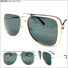 Men or Women Classy Elegant RETRO Style SUN GLASSES Large Square Rose Gold Frame