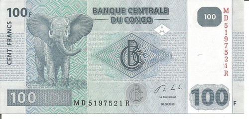 .CONGO 100 FRANCS 30/06/2013