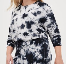 BNWT Torrid Size 3 22/24 Black White Tie-Dye Dream Fleece Lounge Sweatshirt