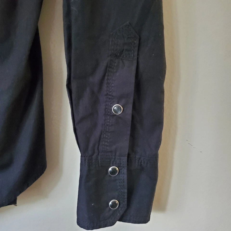 Tru Religion Mens M Black Snap Button Shirt Rock Cowboy Style - Image 2 of 4