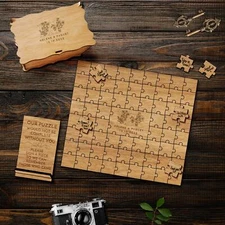 Personalised Wooden Puzzle Wedding Guest Book Set