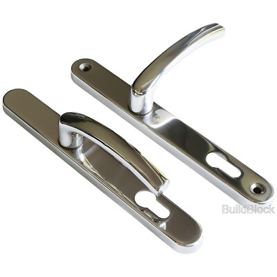Türgriffe Chrom uPVC Edelstahl Set 92pz gefedert Terrasse PVC Hebel 240mm 