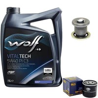 MotoröL Set 5W40 5 Liter + ÖLfilter + ÖLablassschraube FüR Renault Kangoo Clio