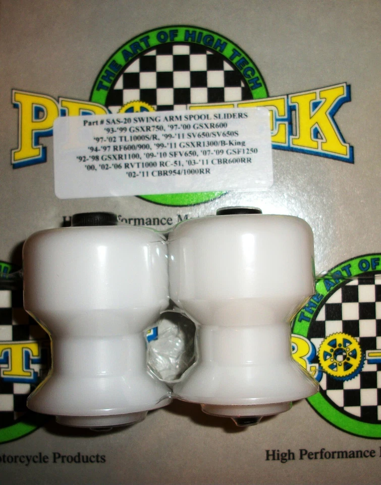 SV650 SV650S 1999-2024 8mm Pro-tek brazo oscilante carrete deslizante Suzuki NUEVO blanco Foto 2 de 4