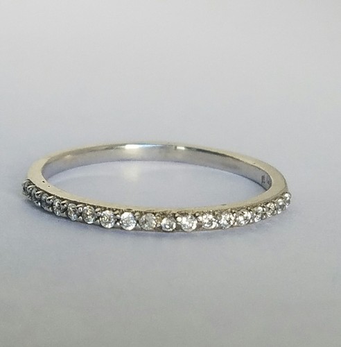 .18 carat Woman 14k white Gold round half Eternity Engagement Wedding Band S 7.5 - Picture 2 of 5