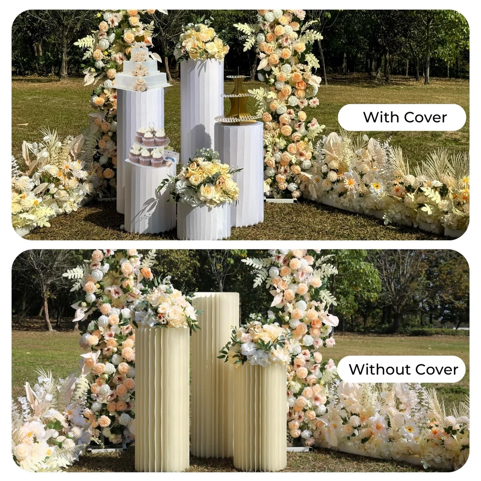 3 PIEZAS Soportes Redondos para Pasteles para Fiesta, Columna de Cartón Resistente con Tela Blanca C... Foto 4 de 4