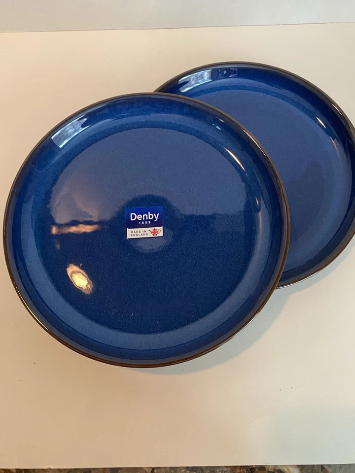 Denby Coupe Dinner Plates. Imperial Blue. Set Of 2 Made In England. New As Is - Image 3 of 4