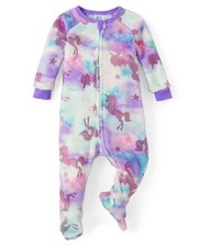 ,and Toddler Fleece Zip-Front One Piece Footed Pajama,SOFT MARINE,9-12 MONTHS
