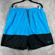 Nike Swims 7" Volley Shorts Mens Size 2XL Blue Black Colorblock Board Shorts