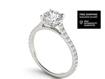 Solid 14K White Gold 2 CT Solitaire Lab Grown Engagement Wedding Proposal Ring
