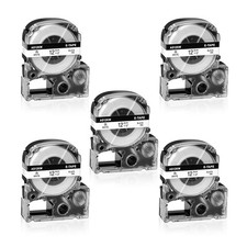 5PK Compatible with EPSON K-Sun 212BW 212BWPX 12mm Tape Black on White Label