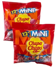 24ct Total Chupa Chups Mini Lollipops Fruit Flavors 2.52 oz/12 Count x 2 Bags