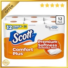Scott ComfortPlus Toilet Paper 12 Triple Rolls 231 Sheets per Roll Septic Safe 1