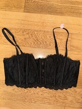 Victoria Secret Black Corset Lace Bra Large NWT