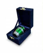 Small Green Floral Aluminum Mini Urn - Decorative Keepsake for Human or Pet A...