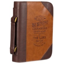 Classic Bible Cover Do Not Be Afraid Joshua 1:9 Faux Leather, Toffee/Brown, XL