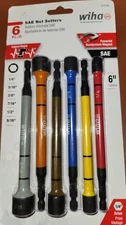Wiha 70487 6-piece 6 in Metric Impact Rated Nut Setter Set w/ Magnetic Hex Drive