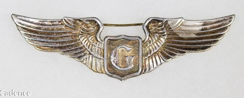 US WW2 Juarez Coin Silver Glider Pilot Wings 3 1/4" Full Sized Working! A691