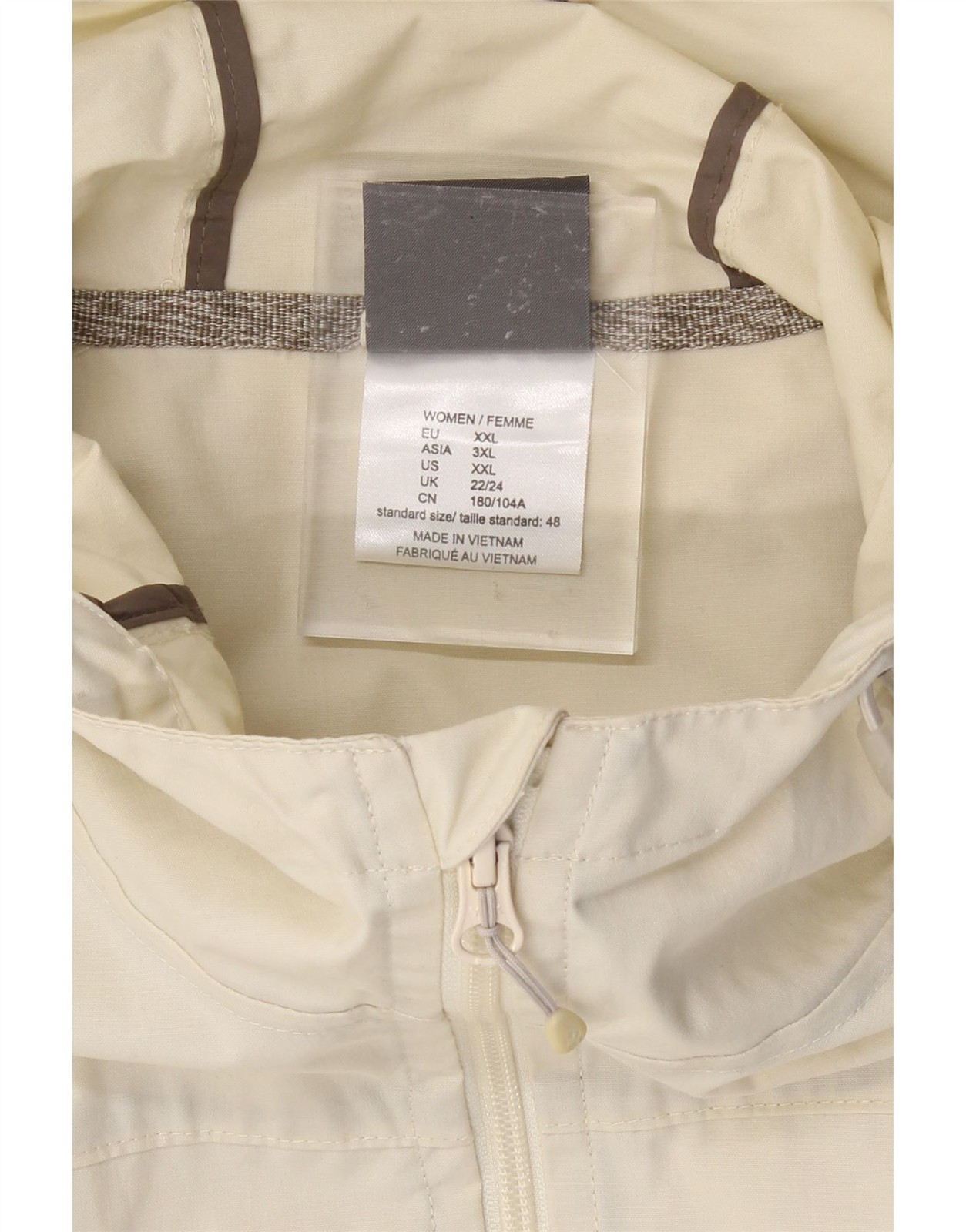 JACK WOLFSKIN Womens Hooded Windbreaker Jacket UK 22/24 2XL Off White DT27 thumbnail 3