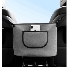 Car Handbag Holder Between Seats Suede Large Capacity Car Purse Holder Grey