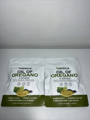 #ad 2 Sealed Resilia Oil Of Oregano 6000 Mg With Black Seed Oil 60 Softgels Each $34.00