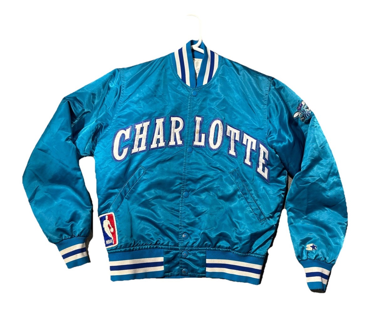サ*8様 USA製 スターター　NBA スタジャン ホーネッツ　刺繍 Charlotte Hornets Starter Jacket Satin Coat Bomber Vintage 80s NBA